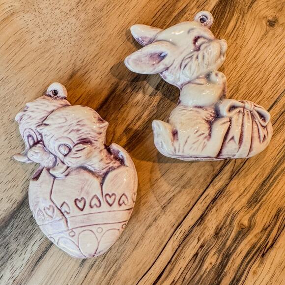 Pair of Vintage Ceramic Bunny and Chicks Easter/Spring Decor/Ornaments - Picture 8 of 8